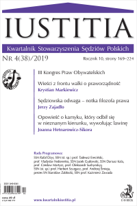 Iustitia. Kwartalnik Stowarzyszenia Sędziów Polskich Nr 4(38)/2019