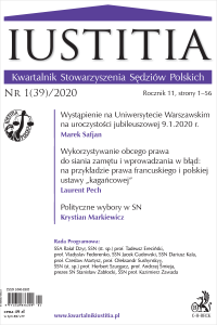Iustitia. Kwartalnik Stowarzyszenia Sędziów Polskich Nr 1/2020