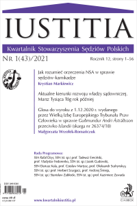 Iustitia. Kwartalnik Stowarzyszenia Sędziów Polskich Nr 1/2021